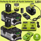 For Ryobi P108 18V One Plus High Capacity Lithium-ion Battery /charger 6.0/8.0AH. Fixed Price $35.99.