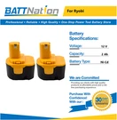 2X 12V 2AH Nicd Battery For Ryobi 1400652B 1400670 BID1211 CCD1201. Fixed Price $51.45.