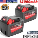 2X 12.0AH Battery For M18 Milwaukee 18V Extended Capacity 48-11-1860. Fixed Price $64.39.