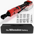 3/8 Inch Cordless Ratchet Wrench, For Milwaukee M18 Battery, 88FT-LBS, 0-400RPM,. Fixed Price $91.05.