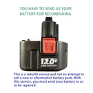 Rebuild Service For Porter Cable PC8620 12V Battery. Fixed Price $59.00.
