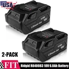 2-PACK 6.0AH For Ridgid Lithium-ion Battery Rigid Volt R840087 R840083. Fixed Price $79.98.