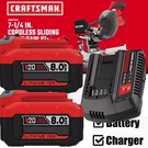 2PACK 20VOLT For Craftsman V20 8.0AH Li-ion Battery CMCB204 CMCB202 /charger. Fixed Price $157.00.