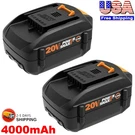 2X For Worx 20V Max Lithium WA3578 Power Tool 4.0AH Battery WA3520 WA3575 WA3525. Fixed Price $29.98.