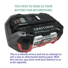Battery Rebuild Service For Craftsman CMCB6075 CMCB6050 V60 Batteries. Fixed Price $335.00.