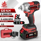 Cordless Impact Wrench Set 1/2" 520NM High Torque Brushless Drill Battery. Fixed Price $70.29.